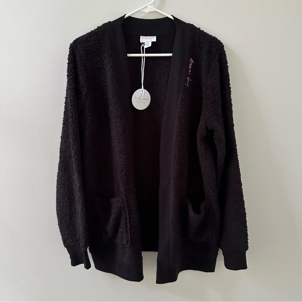 NWT Lacey Chabert “Dream Big” Chenille Cardigan Black Size Large L